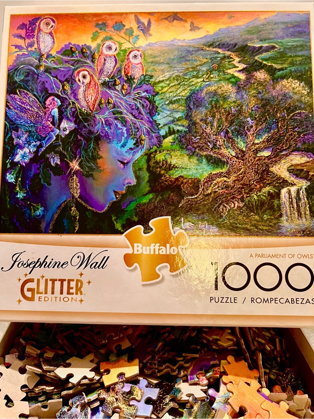 Josephine Wall Glitter Colorful Fantasy "Parliament of OWLS" Fairy Puzzle. New